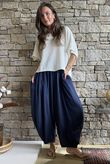 Tasha Cushion Cotton Sia Barrel Pant Navy